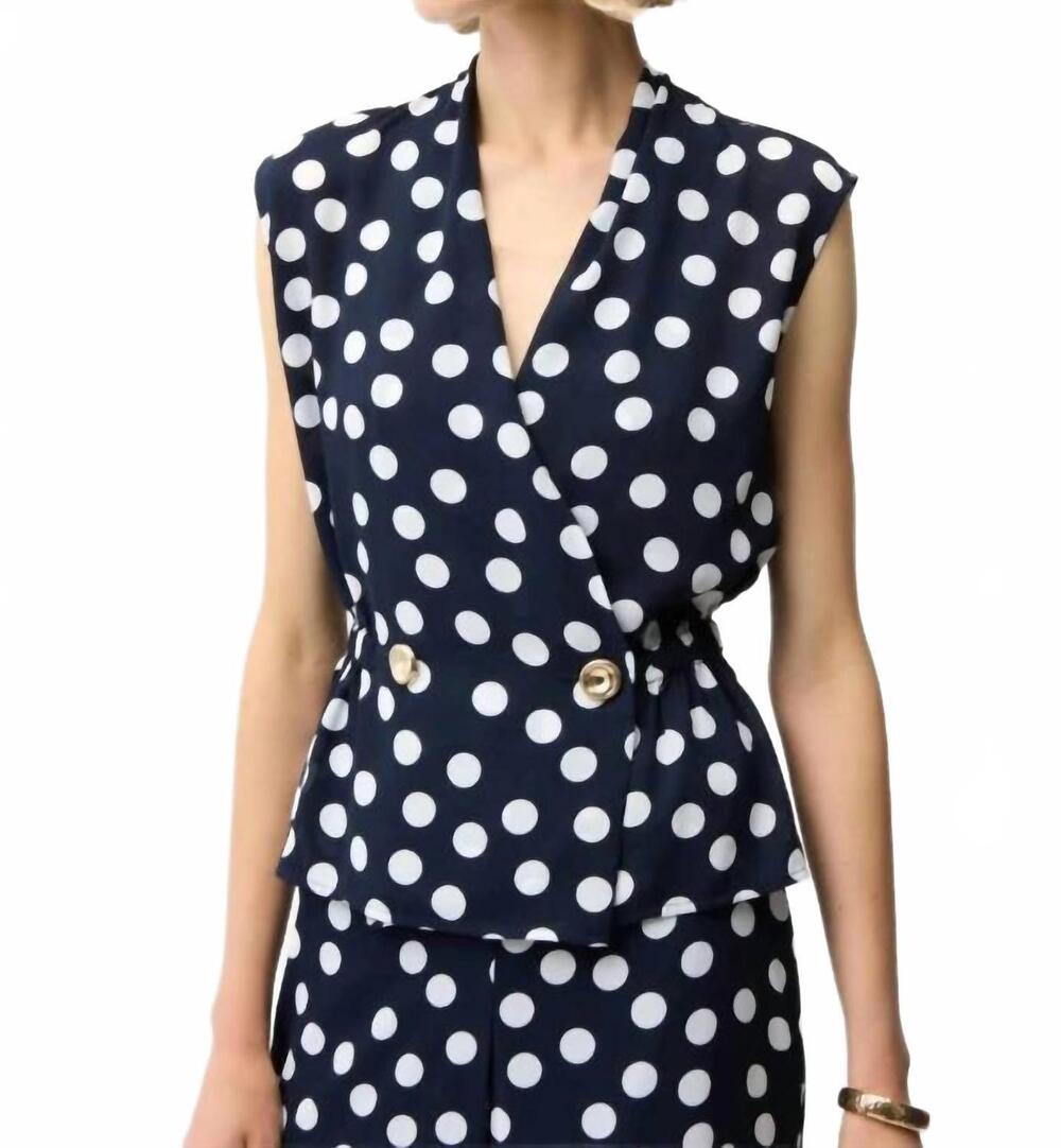 NEW JOSEPH RIBKOFF polka dot blouse in midnight